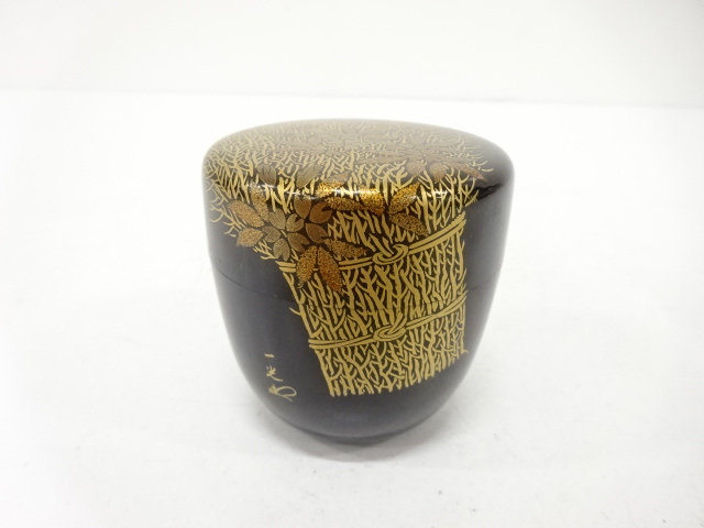 一光造　漆塗り蒔絵　柴垣　中棗